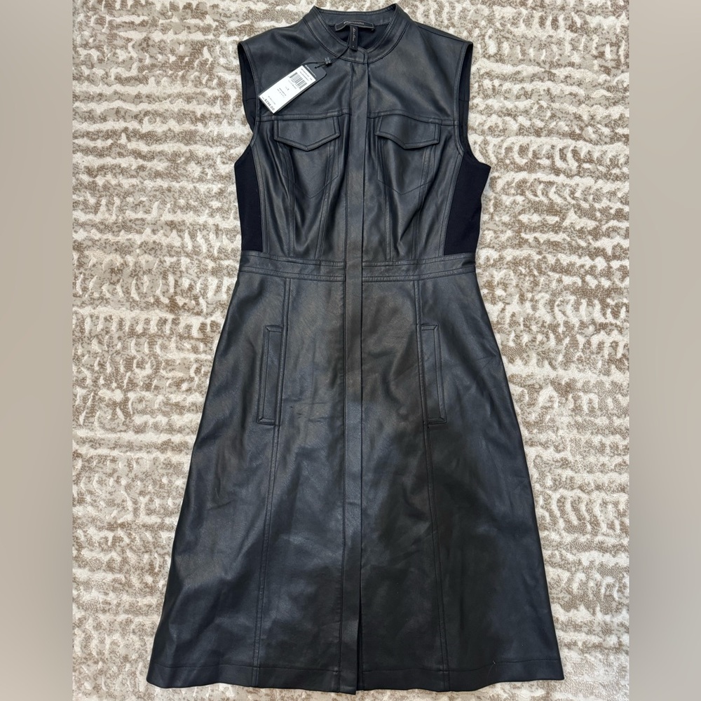 NWT Vintage Black Leather BCBGMAXAZRIA Dress - Picture 1 of 6